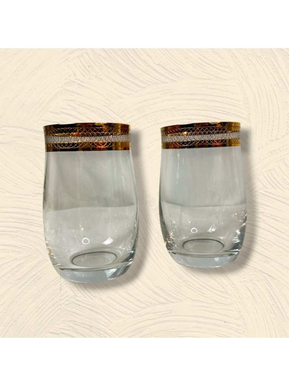 Bohemia Crystal Diana Gold Florence Tumblers Set Of 2 4.5" Height Elegant Gold R